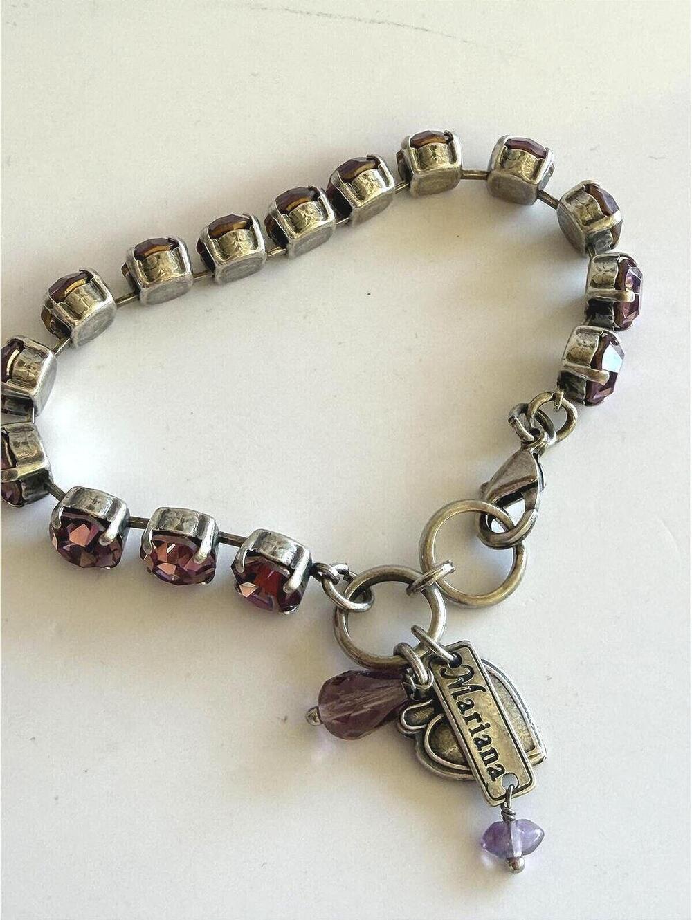 Mariana Purple Crystal Silver Tone Bracelet